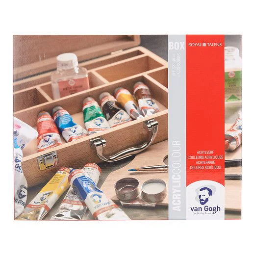 caja de madera de pintura acrílica van gogh basic 10 x 40 ml + accesorios art. nr. 22840513