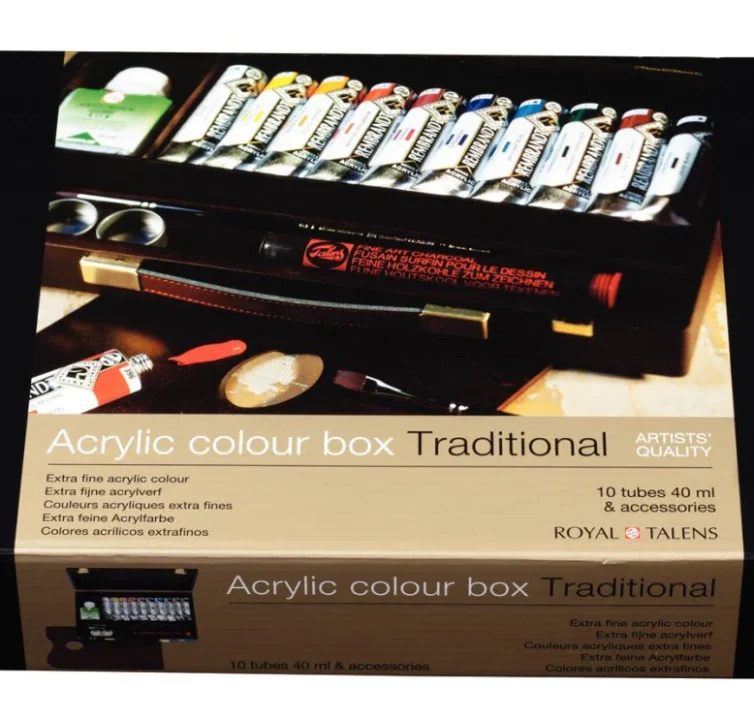 Estuche de madera Acrílicos Rembrandt Traditional – 10 x 40 ml + accesorios Art.-Nr. 18840004