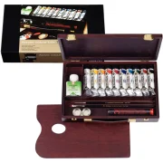 estuche de madera acrílicos rembrandt traditional 10 x 40 ml + accesorios art. nr. 18840004