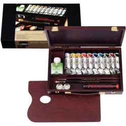 estuche de madera acrílicos rembrandt traditional 10 x 40 ml + accesorios art. nr. 18840004