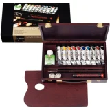 estuche de madera acrílicos rembrandt traditional 10 x 40 ml + accesorios art. nr. 18840004