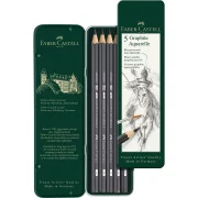 estuche de metal con 5 lápices graphite aquarelle faber castell art. nr. 117805
