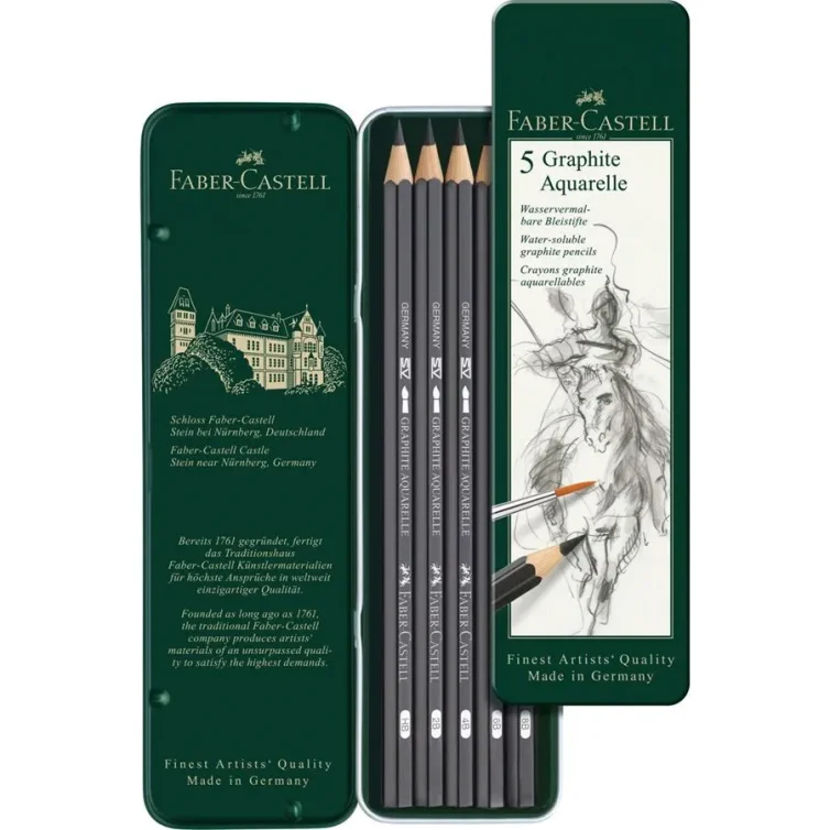 Estuche de metal con 5 lápices Graphite Aquarelle Faber-Castell Art.-Nr. 117805