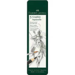 estuche de metal con 5 lápices graphite aquarelle faber castell art. nr. 117805