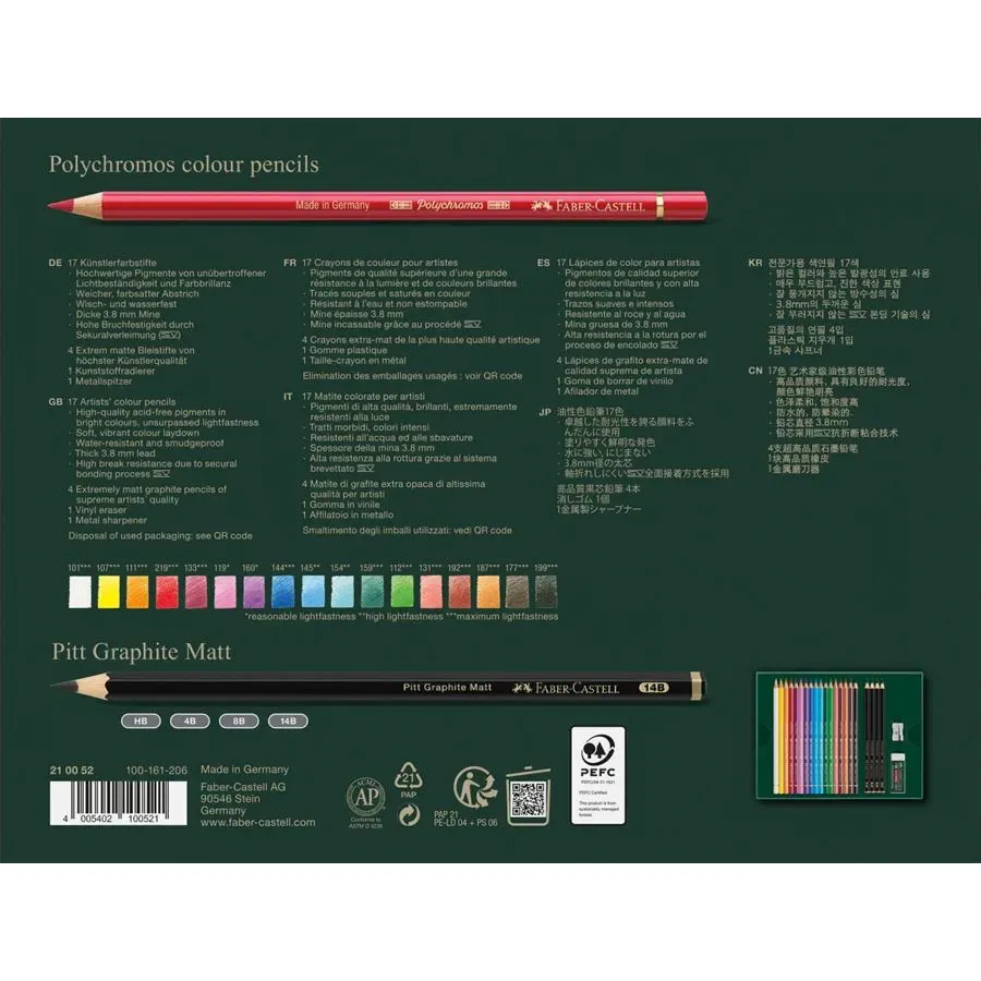 estuche polychromos & pitt graphite matt faber castell art. nr. 210052