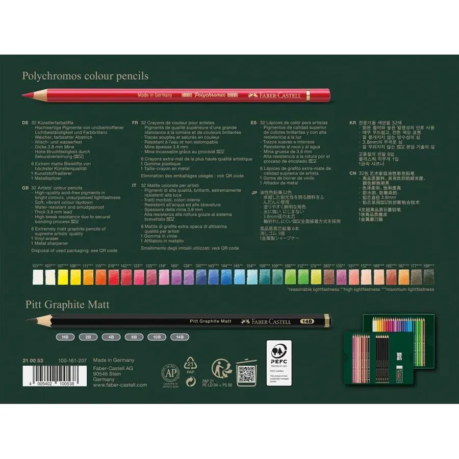 estuche polychromos & pitt graphite matt faber castell art. nr. 210053