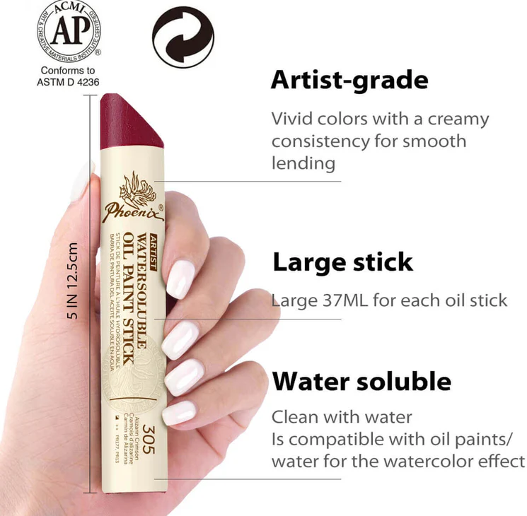 set phoenix watersoluble oil stick 6 colores art. nr. pwos0637