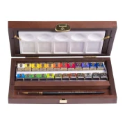 caja de madera acuarelas rembrandt traditional | 24 pastillas + accesorios art. nr. 05840014