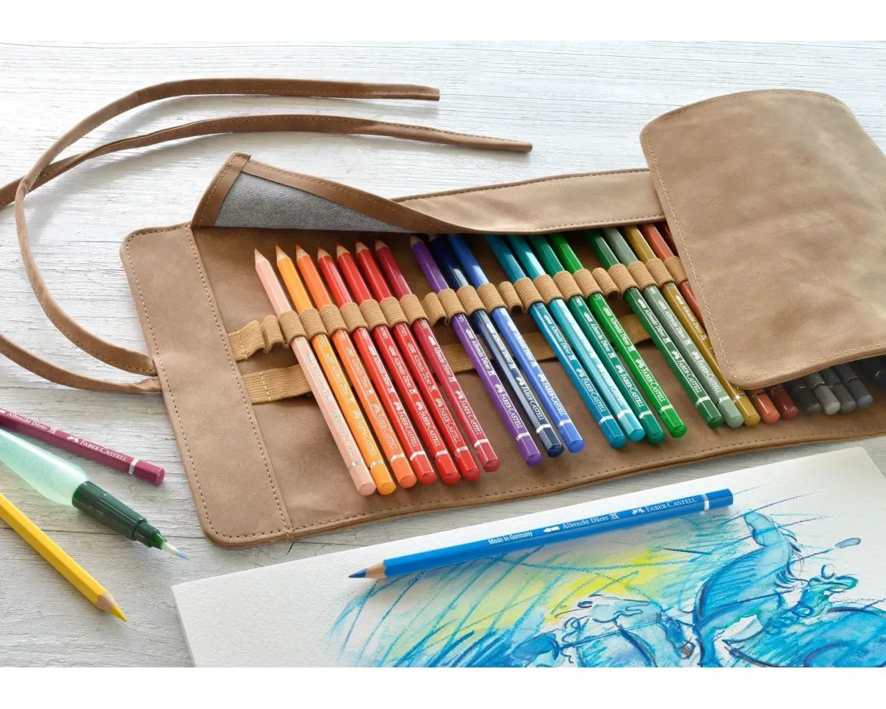 estuche enrollable albrecht dürer 30 colores + accesorios faber castell art. nr. 117530