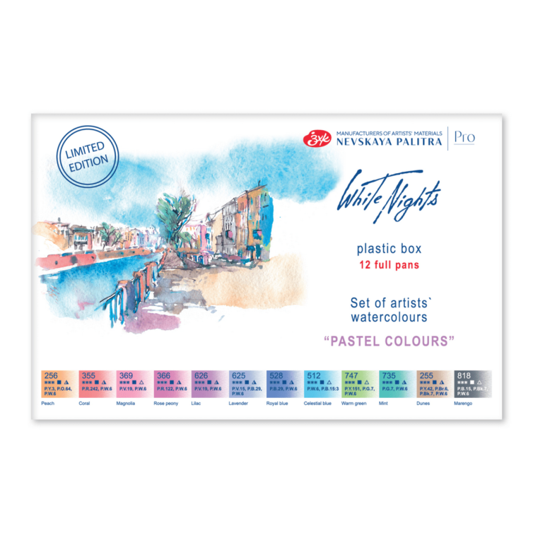 Caja Acuarelas White Nights «Pastel Colours» 12 godets Art.-Nr. 19421875