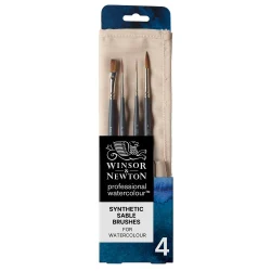 set 4 pinceles profesionales de marta sintética winsor & newton para acuarela art. nr. 5011701