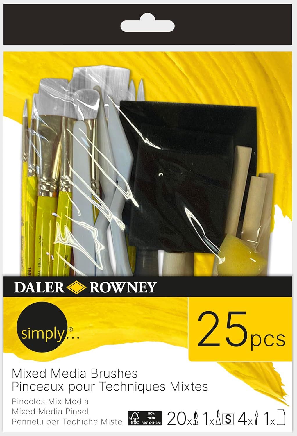 set 25 pinceles multi técnicas daler rowney art. nr. d216750025