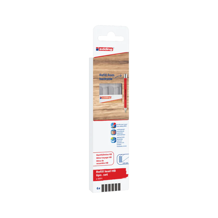 Estuche minas grafito HB 2x5mm para Portaminas Edding 8890 Art.-Nr. 4-8891-6090