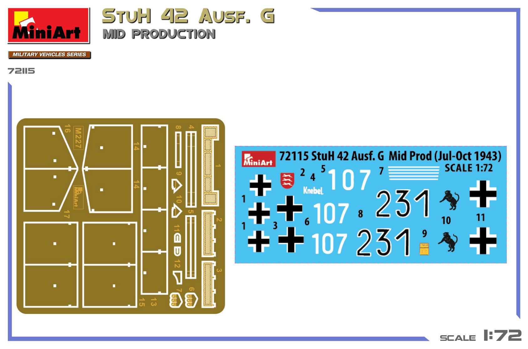 1:72 stuh 42 ausf. g mid production art. nr. 72115