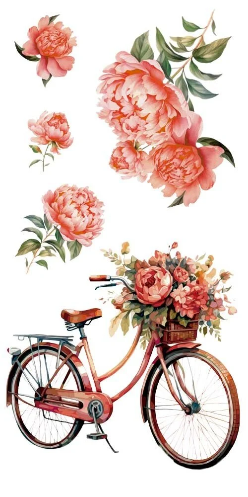 transfers decorativos 15x30cm 4 hojas bicicletas art. nr. pfy 14778