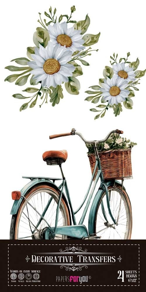 transfers decorativos 15x30cm 4 hojas bicicletas art. nr. pfy 14778