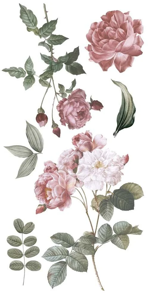 transfers decorativos 15x30cm 4 hojas roses art. nr. pfy 14765