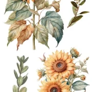 transfers decorativos 15x30cm 4 hojas sunflowers art. nr. pfy 14775