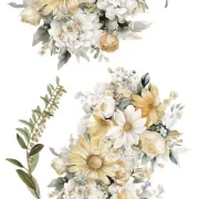 transfers decorativos 15x30cm 4 hojas daisies art. nr. pfy 14768