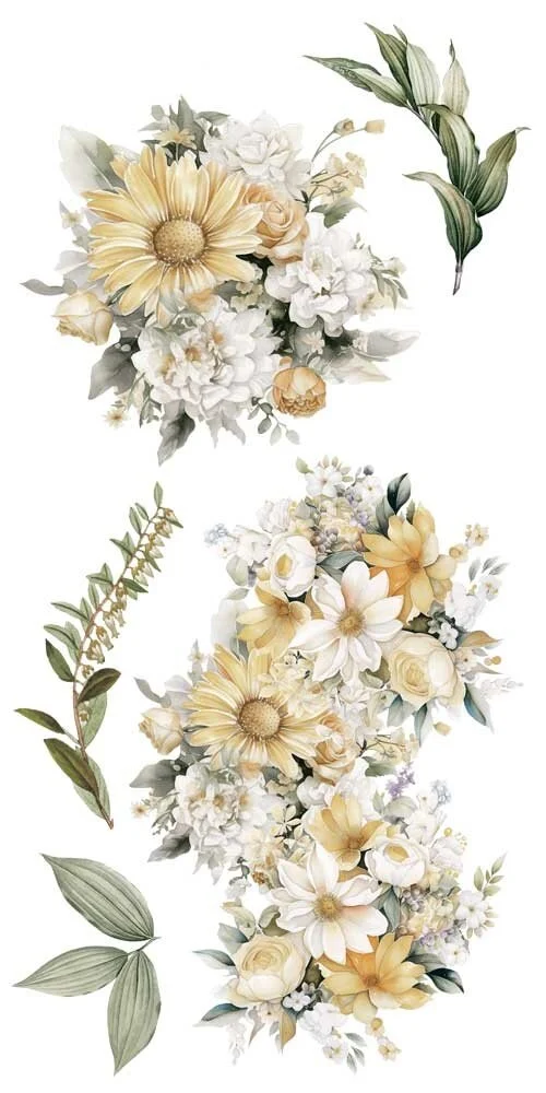 transfers decorativos 15x30cm 4 hojas daisies art. nr. pfy 14768