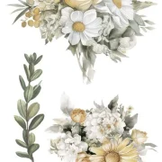 transfers decorativos 15x30cm 4 hojas daisies art. nr. pfy 14768