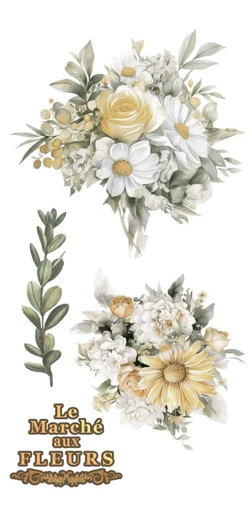 transfers decorativos 15x30cm 4 hojas daisies art. nr. pfy 14768