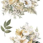 transfers decorativos 15x30cm 4 hojas daisies art. nr. pfy 14768