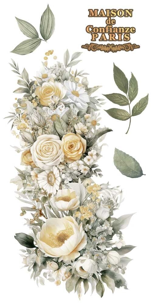 transfers decorativos 15x30cm 4 hojas daisies art. nr. pfy 14768