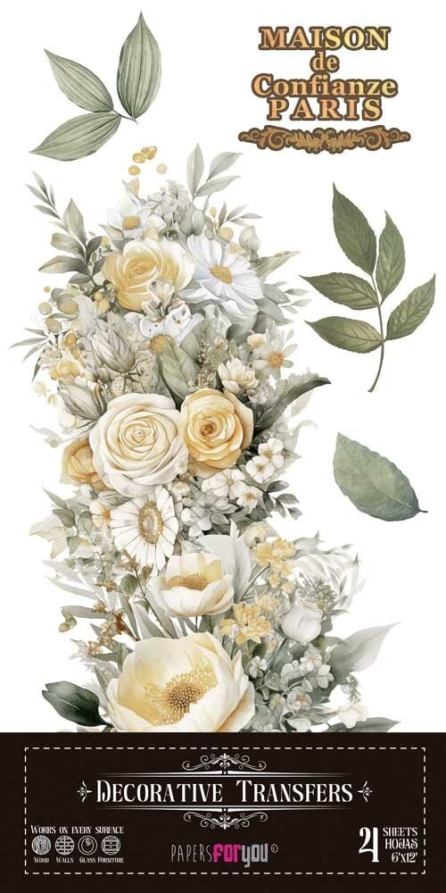 transfers decorativos 15x30cm 4 hojas daisies art. nr. pfy 14768