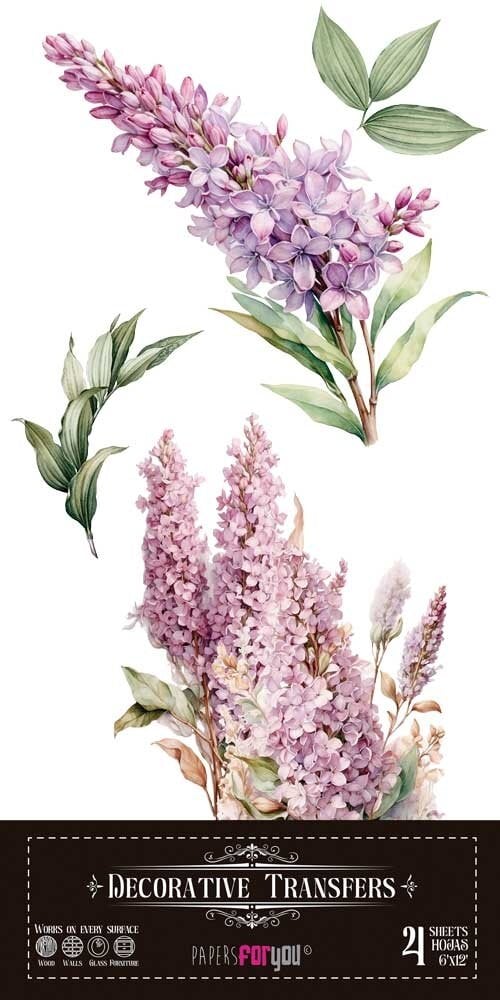 transfers decorativos 15x30cm 4 hojas lilacs art. nr. pfy 14773