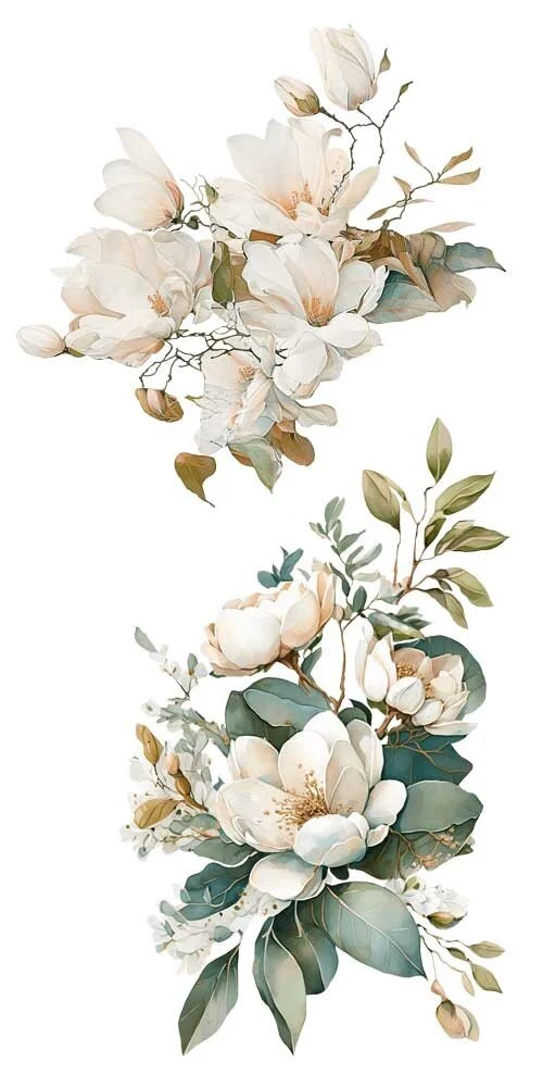 transfers decorativos 15x30cm 4 hojas magnolias art. nr. pfy 14764