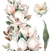 transfers decorativos 15x30cm 4 hojas magnolias art. nr. pfy 14764