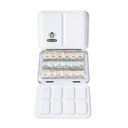 caja acuarelas schmincke horadam® 18 ½ godets + pincel + estuche de cuero art. nr. 74 660