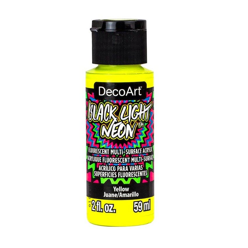 pintura acrílica black light neon decoart amarillo art. nr. bln03