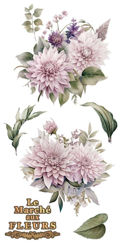 transfers decorativos 15x30cm 4 hojas – dalias art. nr. pfy 14769