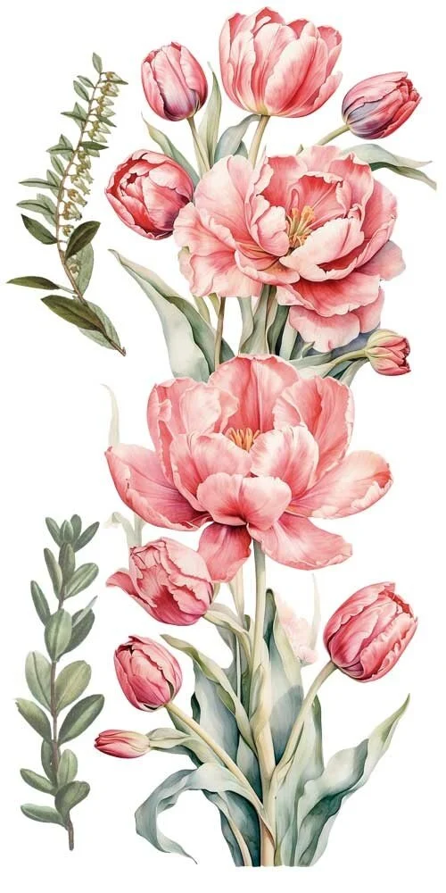 transfers decorativos 15x30cm 4 hojas – tulipanes art. nr. pfy 14774