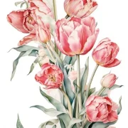 transfers decorativos 15x30cm 4 hojas – tulipanes art. nr. pfy 14774