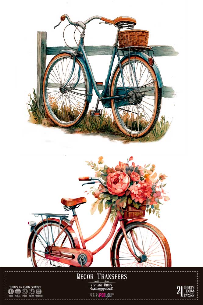 transfers decorativos 60x90cm 4 hojas – bicicletas art. nr. pfy 14835
