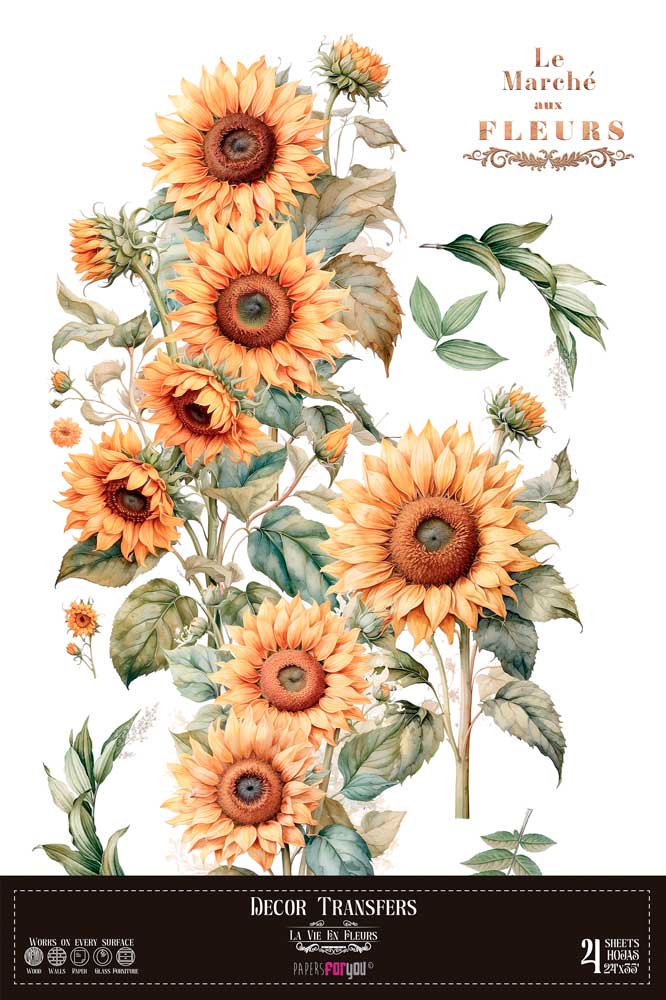transfers decorativos 60x90cm 4 hojas – girasoles art. nr. pfy 14832