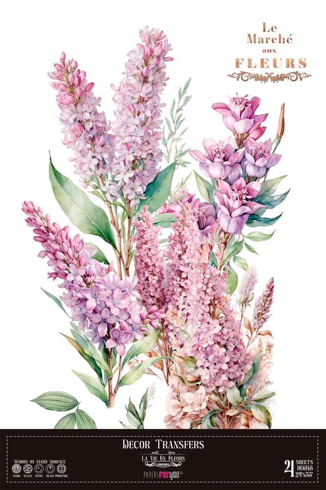 transfers decorativos 60x90cm 4 hojas – lilas art. nr. pfy 14829