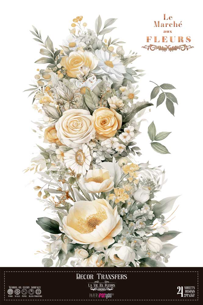 transfers decorativos 60x90cm 4 hojas – margaritas art. nr. pfy 14825