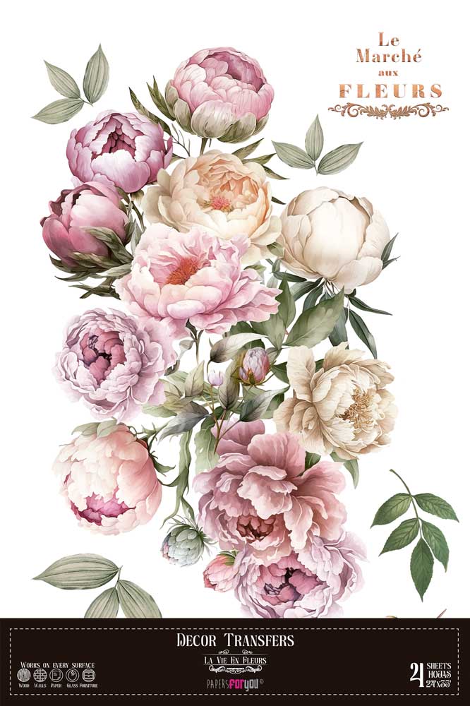 transfers decorativos 60x90cm 4 hojas – peonias art. nr. pfy 14823
