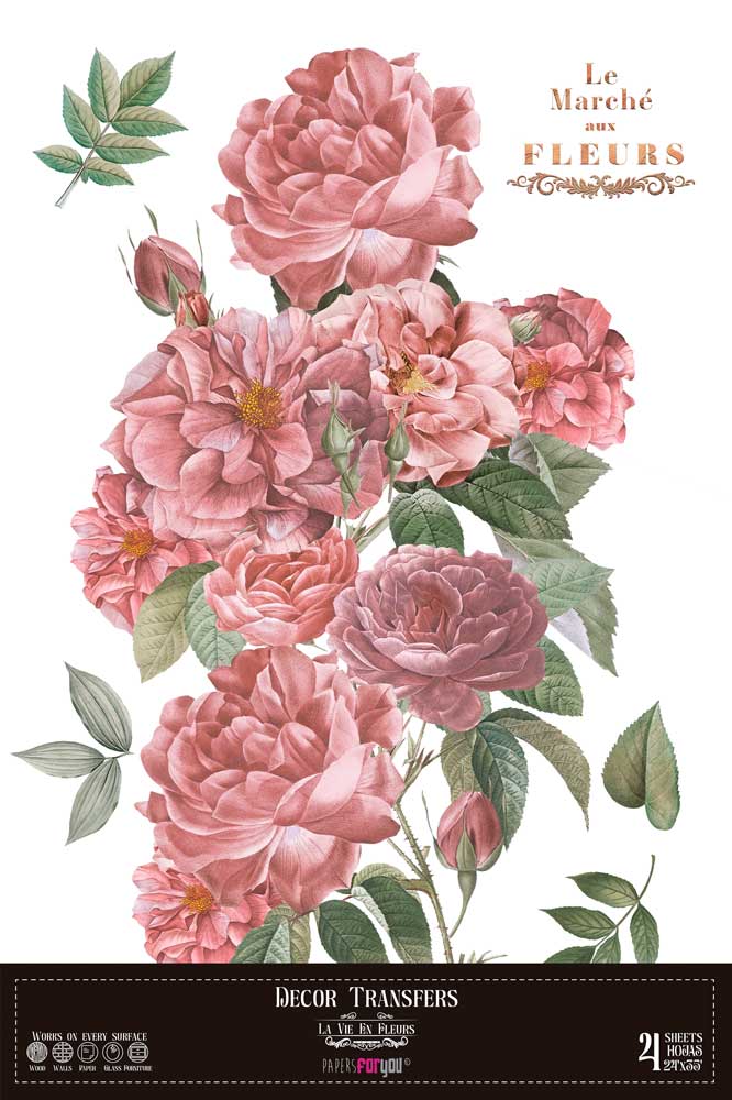 transfers decorativos 60x90cm 4 hojas – rosas art. nr. pfy 14822