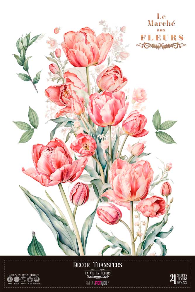 transfers decorativos 60x90cm 4 hojas – tulipanes art. nr. pfy 14831