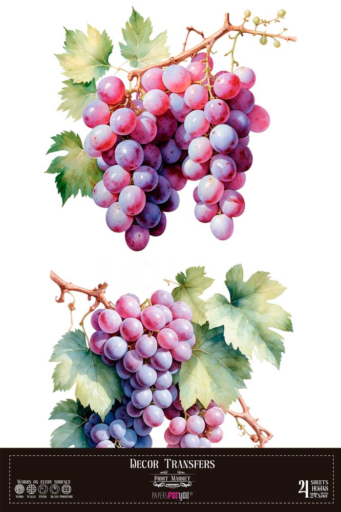transfers decorativos 60x90cm 4 hojas – uvas art. nr. pfy 14834