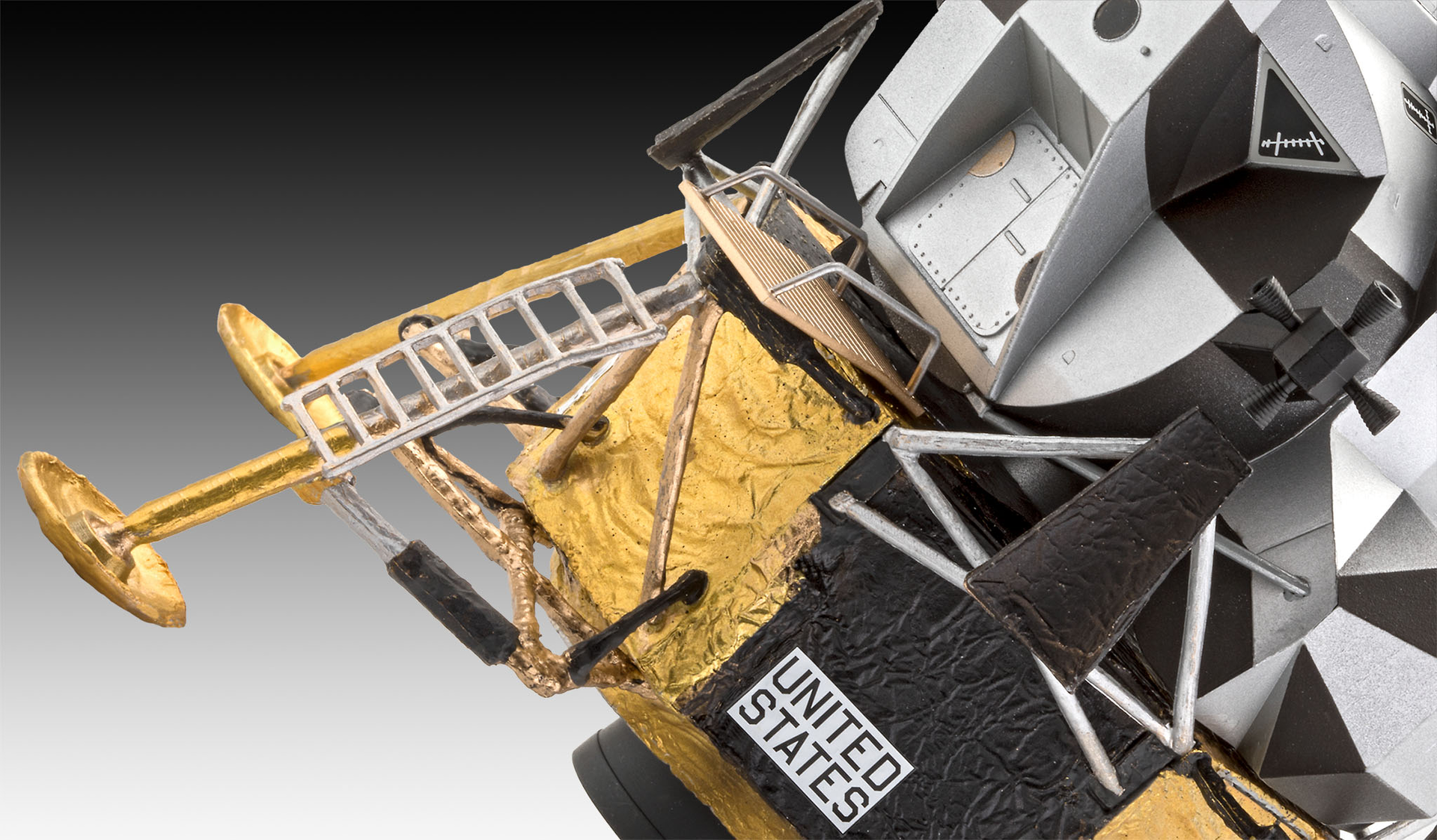 1:48 apolo 11 módulo lunar eagle + pinturas + pincel + pegamento art. nr. 03701