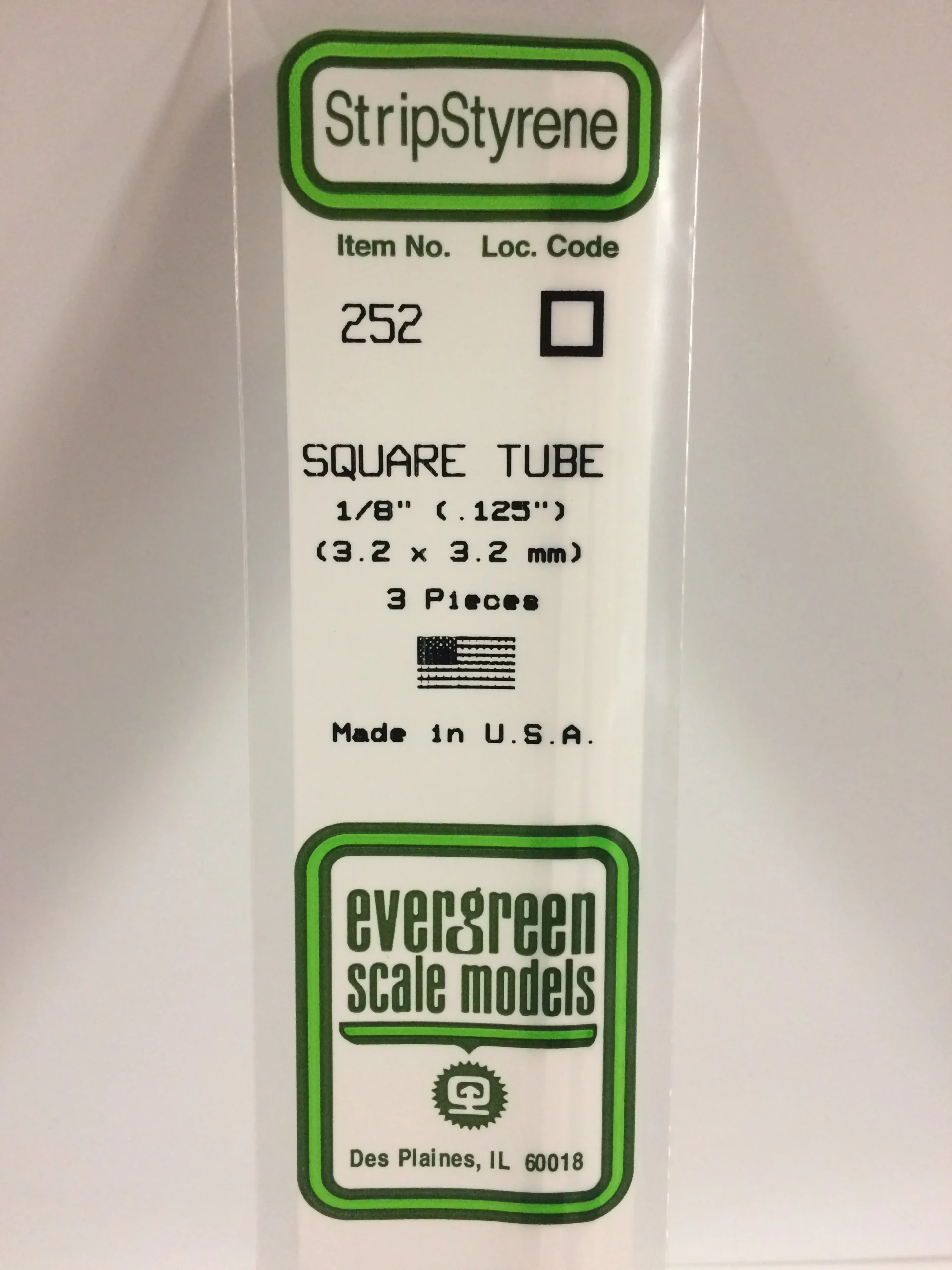 tubo cuadrado de poliestireno blanco 3,2 x 3,2 x 350 mm. art. nr. 787026002521