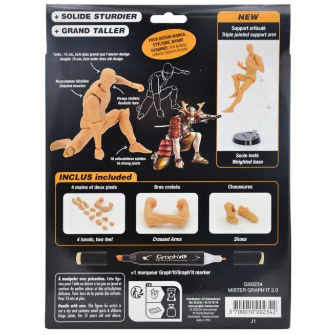 mister graph’it 2.0 figura articulada masculina para dibujo + 1 rotulador graphit art. nr. gi00234