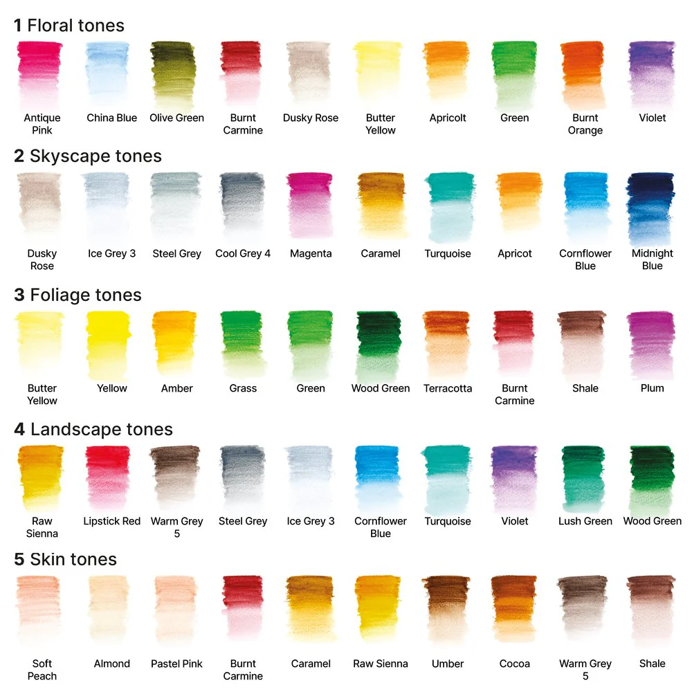 set 50 lápices acuarelables studio collection de winsor & newton art. nr. 2090009