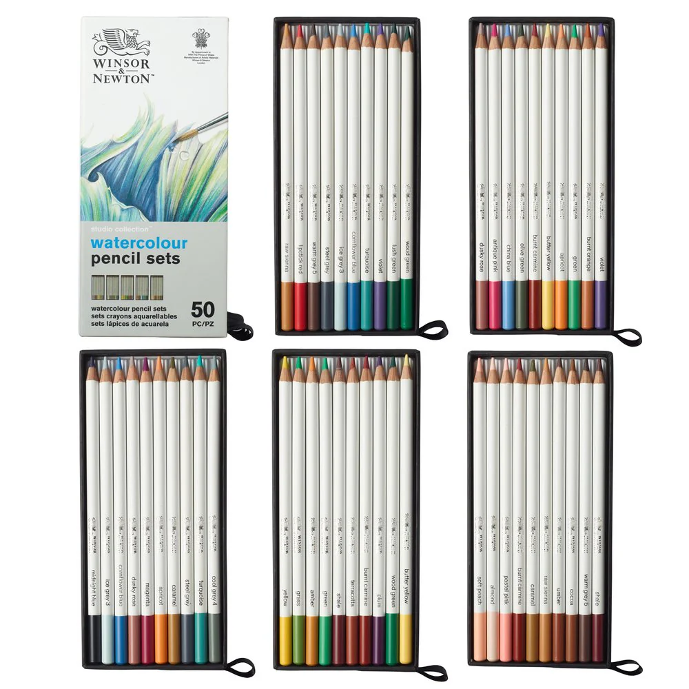 set 50 lápices acuarelables studio collection de winsor & newton art. nr. 2090009
